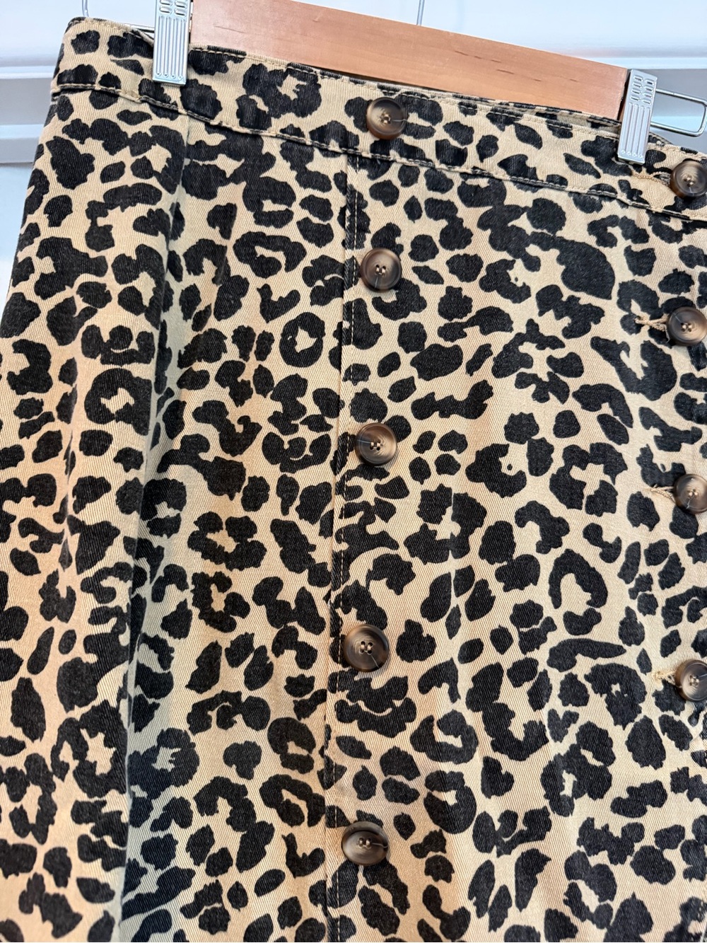 Leopard Print Button-Front Maxi Skirt - Tan/Black - Picture 2 of 2